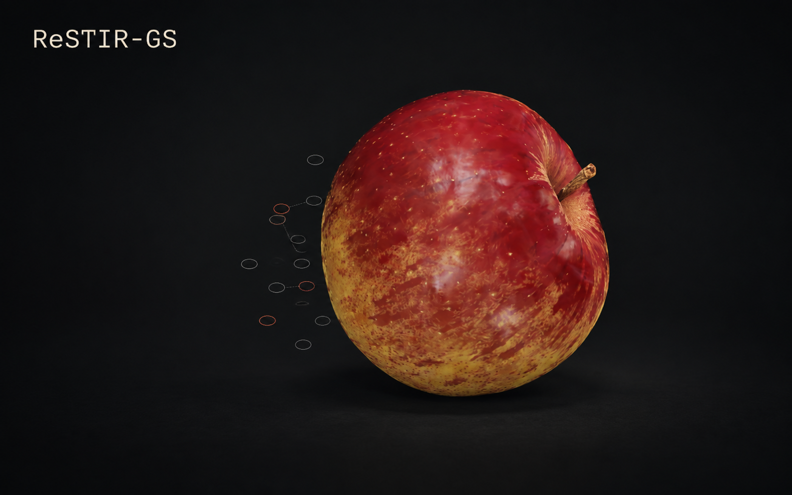 AI-designed cover based on the original ReSTIR-GS apple, with illustrative sampling contours; not unmodified renderer output